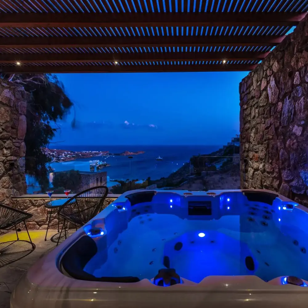 Villa Galini pool seen from above