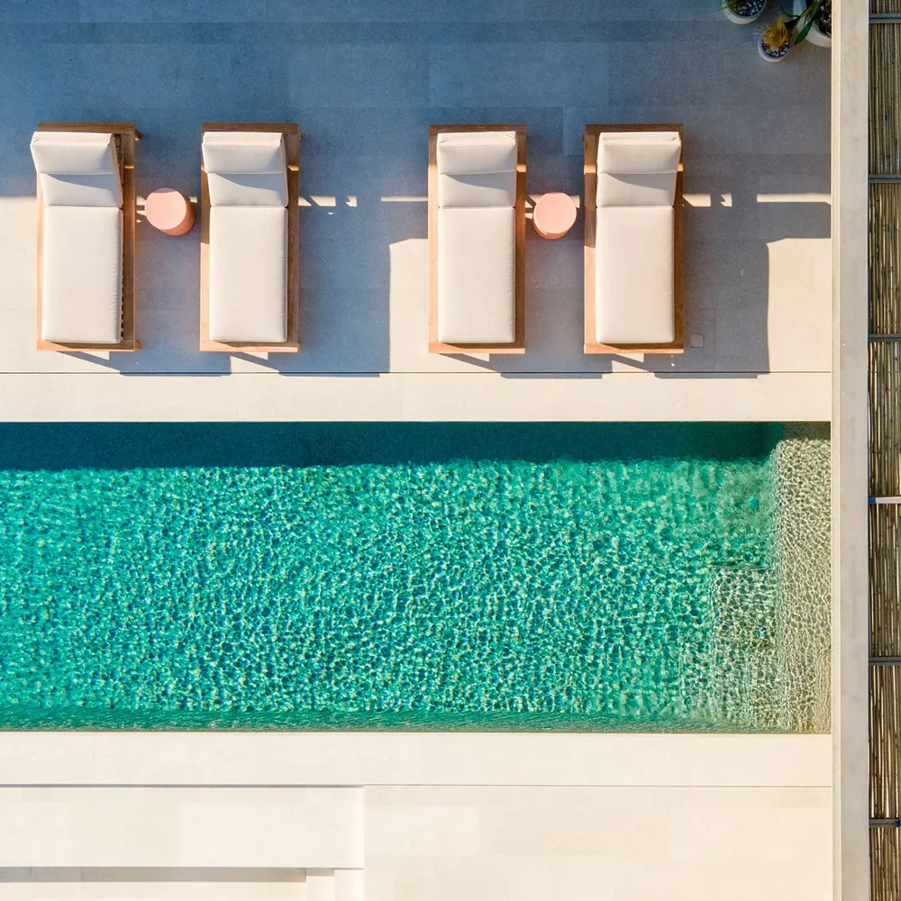 Villa Kyanos pool seen from above