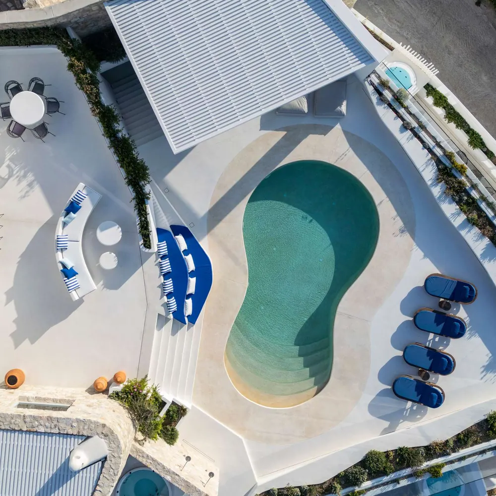 Villa Petra pool seen from above