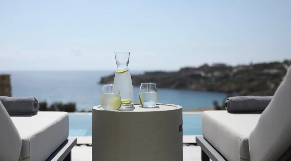 Villa Pelagos pool seen from above