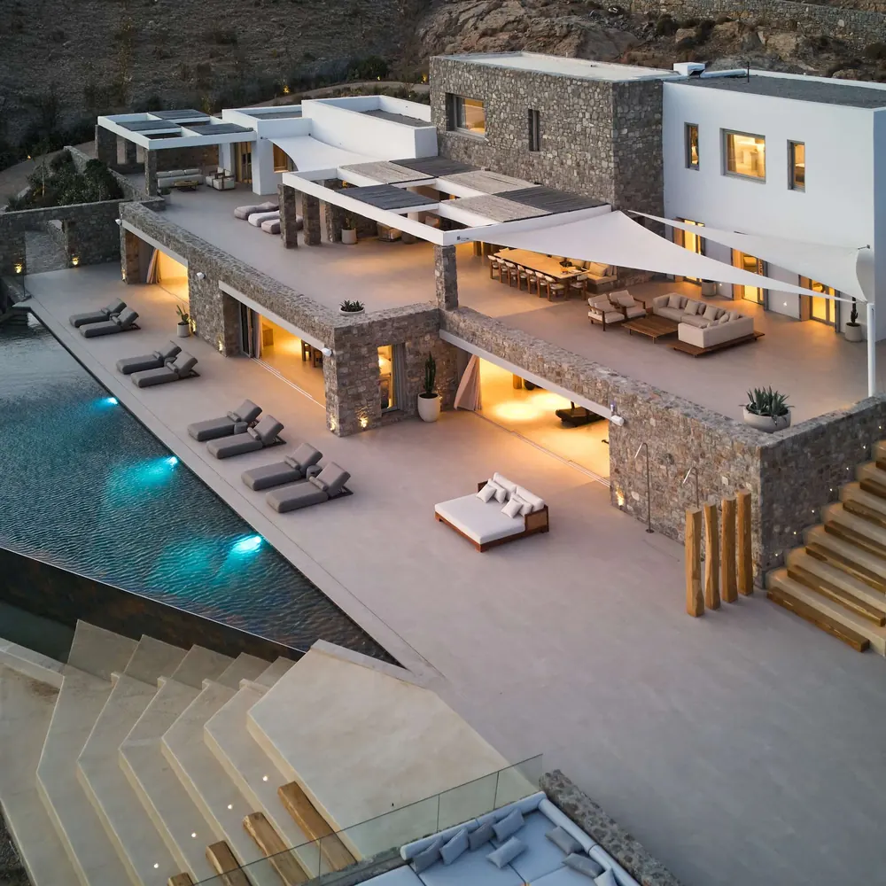 Villa Kyma pool seen from above