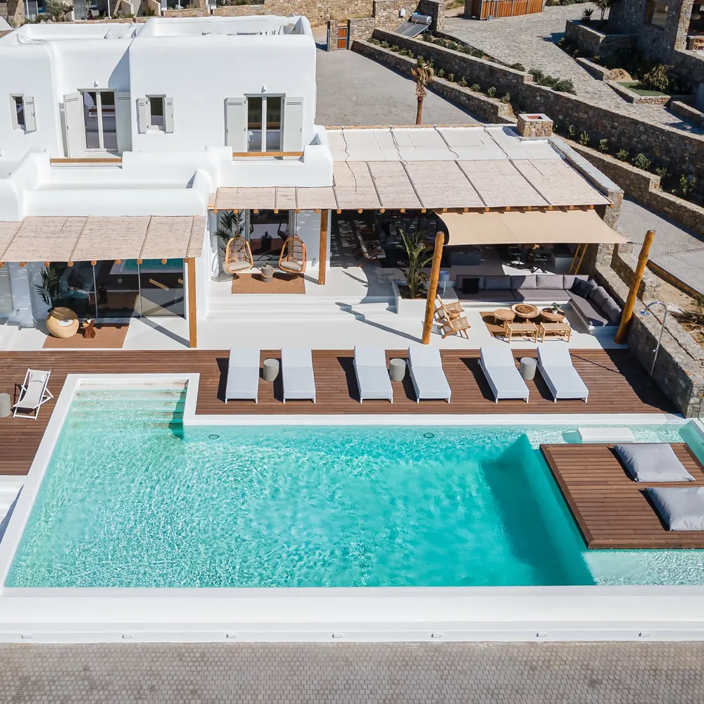 Villa Oneiro pool seen from above